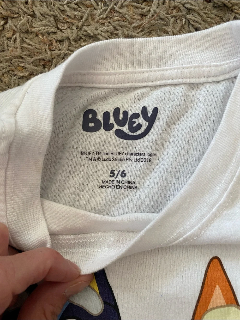 White Kids Graphic Tee BLUEY 5/6
